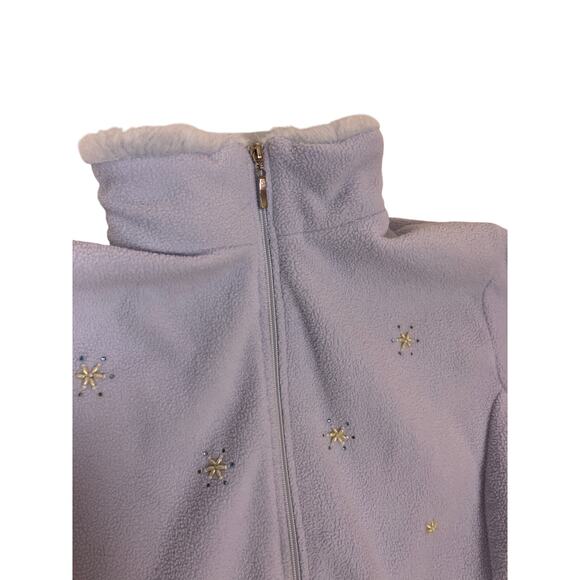 Lilac Faux Fur Coat Women’s 2XL Purple Beaded Cuff Glam Plush Winter Jacket - Picture 2 of 5